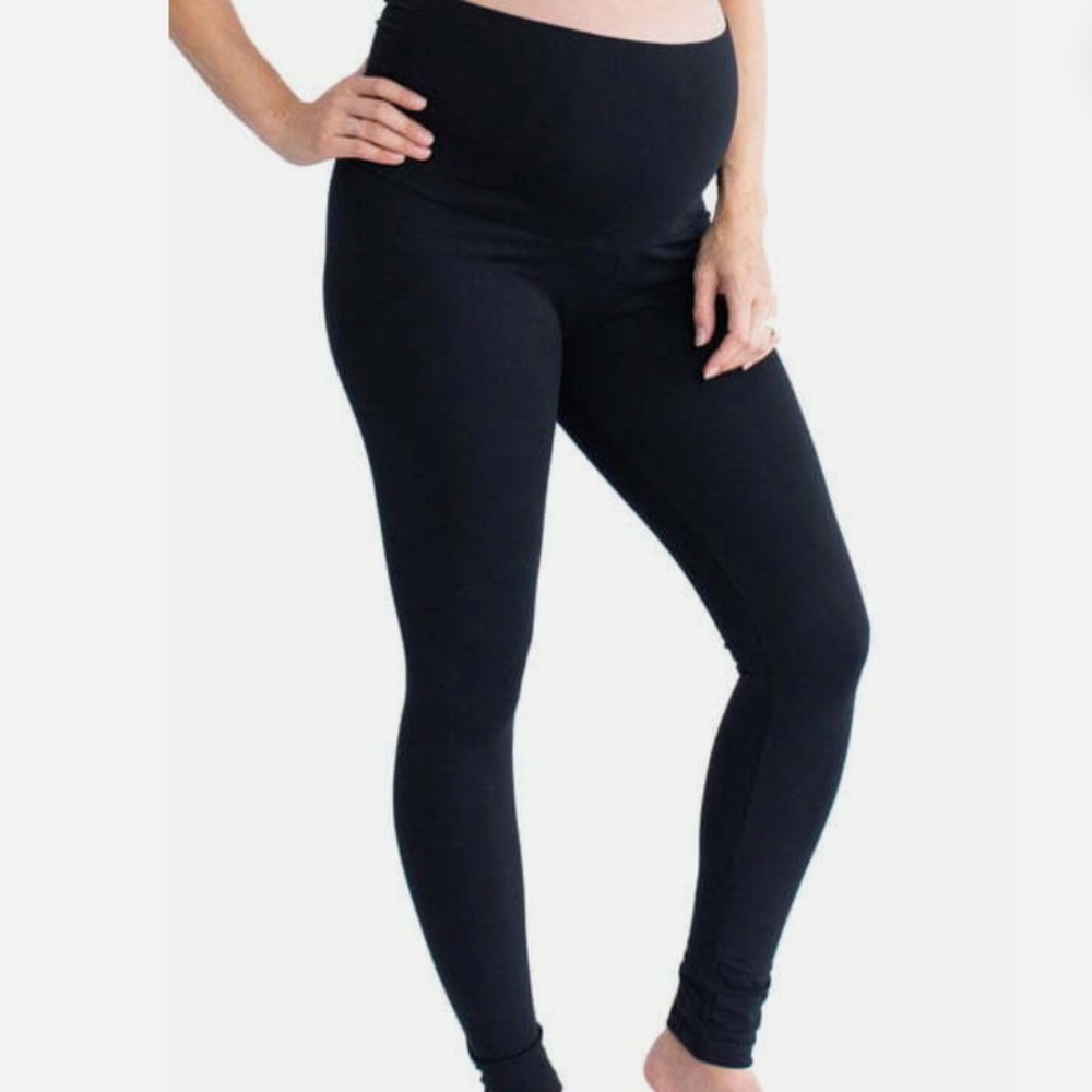 Angel Maternity Basic Black Pregnancy Leggings Size L $39